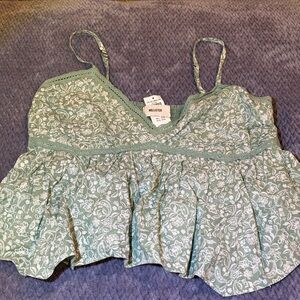 Hollister Sage Floral Spaghetti Strap Top